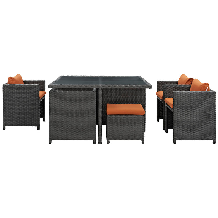 Sojourn 9 Piece Outdoor Patio Sunbrella® Dining Set - Canvas Tuscan