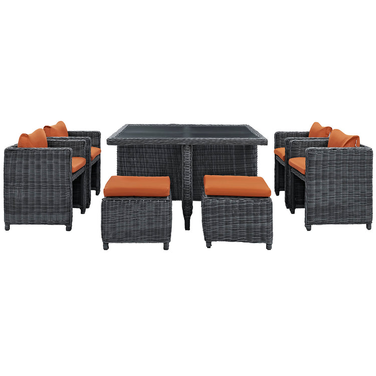 Summon 9 Piece Outdoor Patio Sunbrella® Dining Set - Canvas Tuscan