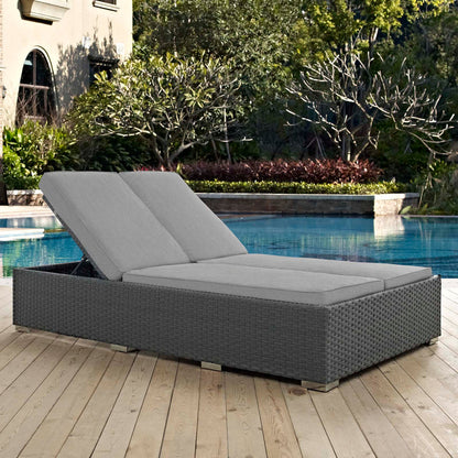 Sojourn Outdoor Patio Sunbrella® Double Chaise - Chocolate Gray