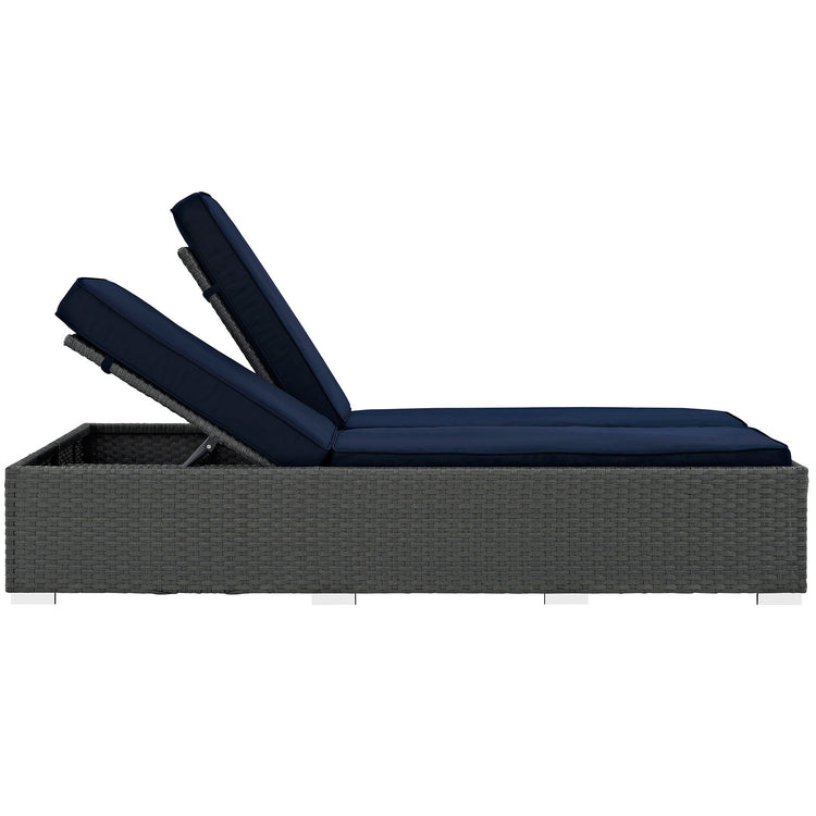 Sojourn Outdoor Patio Sunbrella® Double Chaise - Chocolate Navy