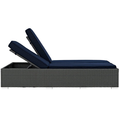 Sojourn Outdoor Patio Sunbrella® Double Chaise - Chocolate Navy