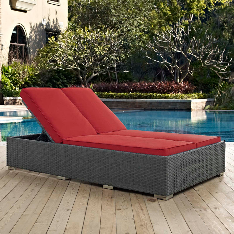 Sojourn Outdoor Patio Sunbrella® Double Chaise - Chocolate Red