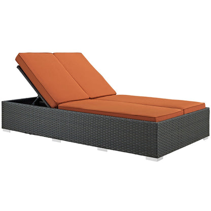 Sojourn Outdoor Patio Sunbrella® Double Chaise - Chocolate Tuscan
