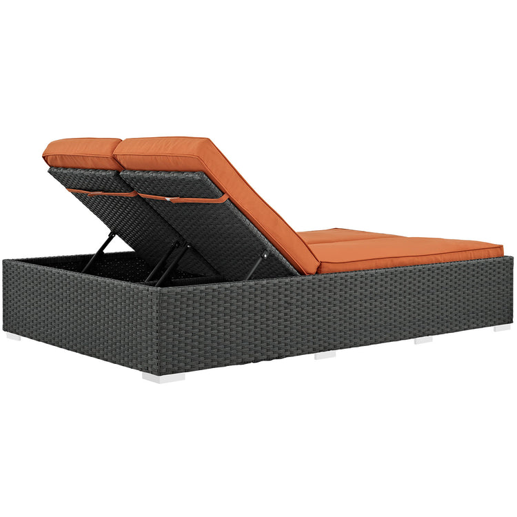 Sojourn Outdoor Patio Sunbrella® Double Chaise - Chocolate Tuscan