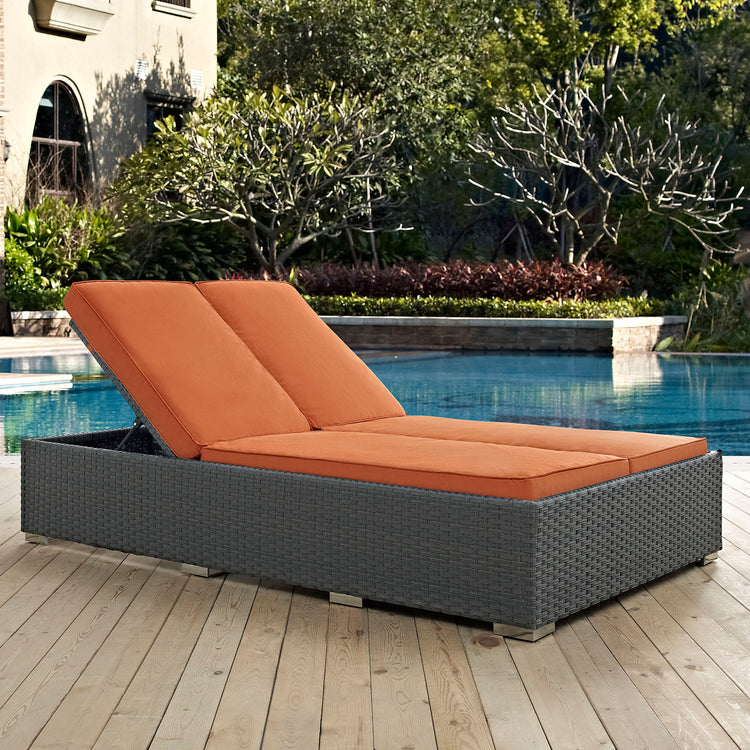 Sojourn Outdoor Patio Sunbrella® Double Chaise - Chocolate Tuscan