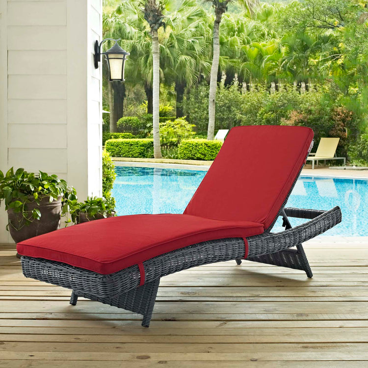 Summon Outdoor Patio Sunbrella® Chaise - Canvas Red