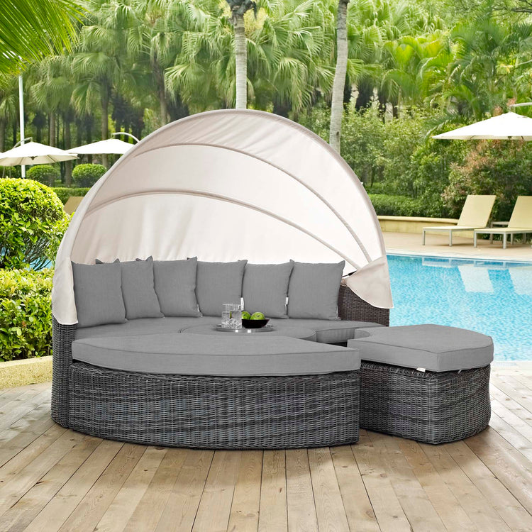 Summon Canopy Outdoor Patio Sunbrella® Daybed - Canvas Gray