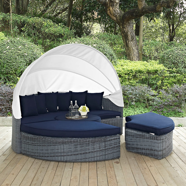 Summon Canopy Outdoor Patio Sunbrella® Daybed - Canvas Navy