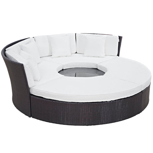 Convene Circular Outdoor Patio Daybed Set - Espresso White