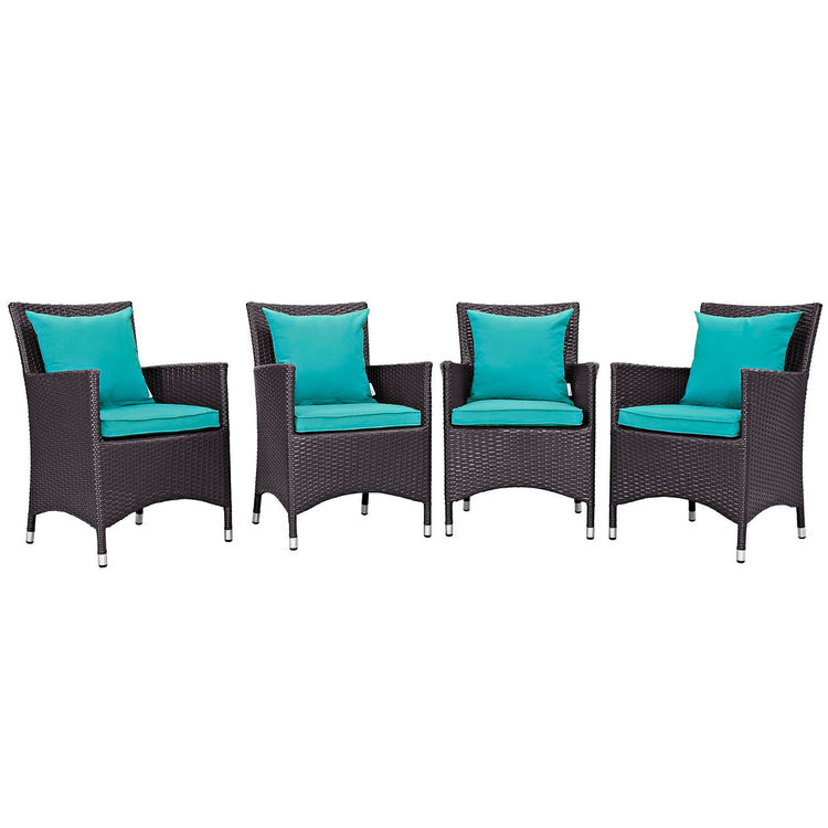 Convene 4 Piece Outdoor Dining Set - Espresso Turquoise