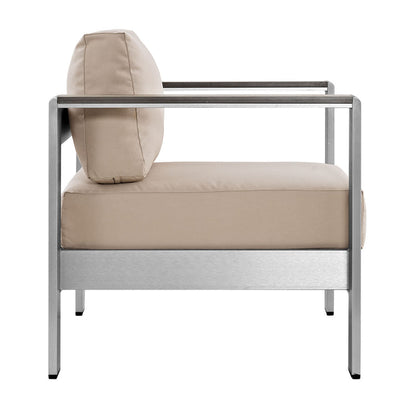Shore Outdoor Patio Aluminum Armchair - Silver Beige