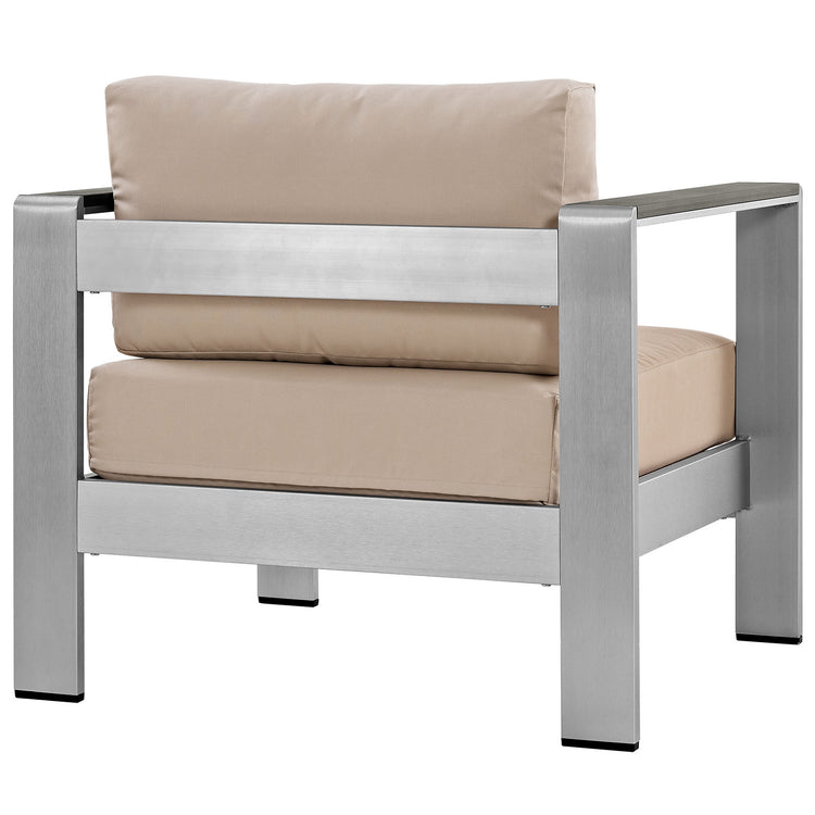 Shore Outdoor Patio Aluminum Armchair - Silver Beige