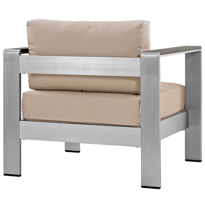 Shore Outdoor Patio Aluminum Armchair - Silver Beige