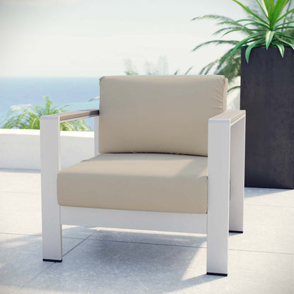 Shore Outdoor Patio Aluminum Armchair - Silver Beige