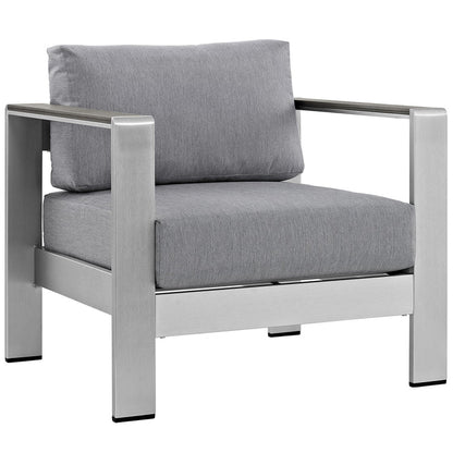 Shore Outdoor Patio Aluminum Armchair - Silver Gray