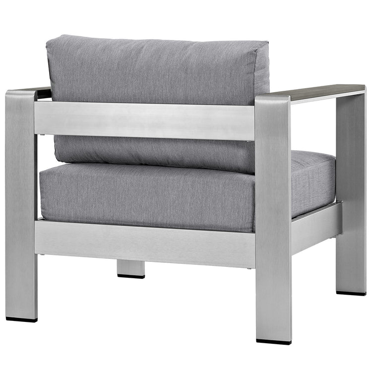 Shore Outdoor Patio Aluminum Armchair - Silver Gray