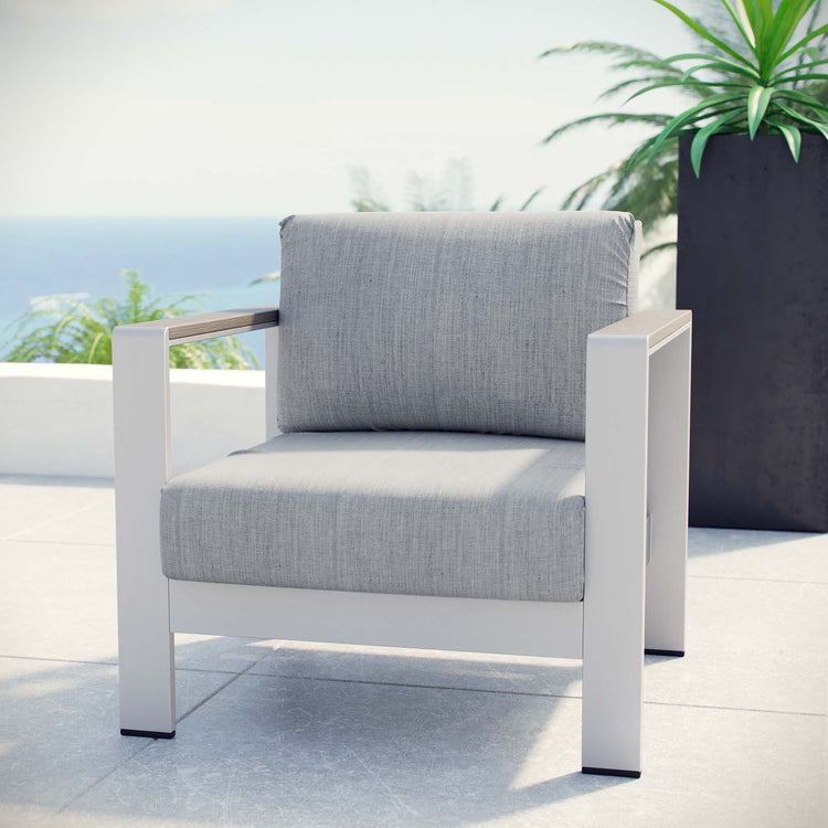 Shore Outdoor Patio Aluminum Armchair - Silver Gray
