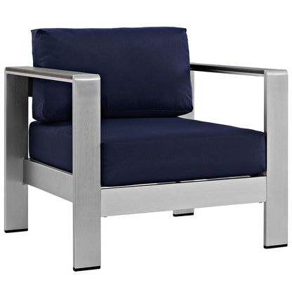 Shore Outdoor Patio Aluminum Armchair - Silver Navy