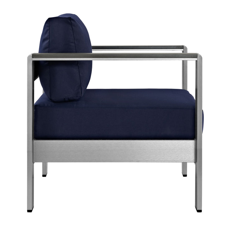 Shore Outdoor Patio Aluminum Armchair - Silver Navy