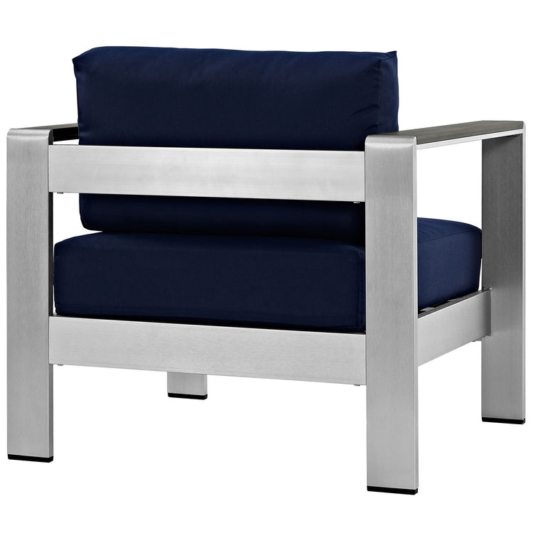 Shore Outdoor Patio Aluminum Armchair - Silver Navy