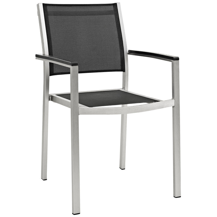 Shore Outdoor Patio Aluminum Dining Chair - Silver Black
