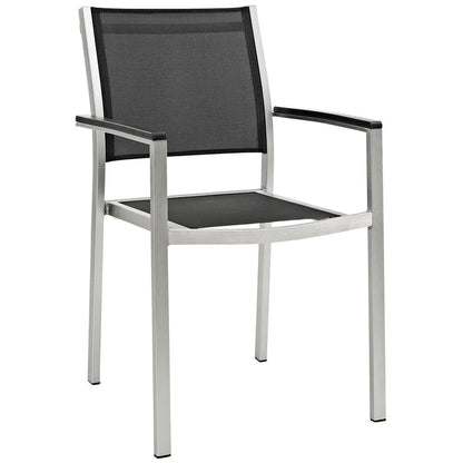 Shore Outdoor Patio Aluminum Dining Chair - Silver Black