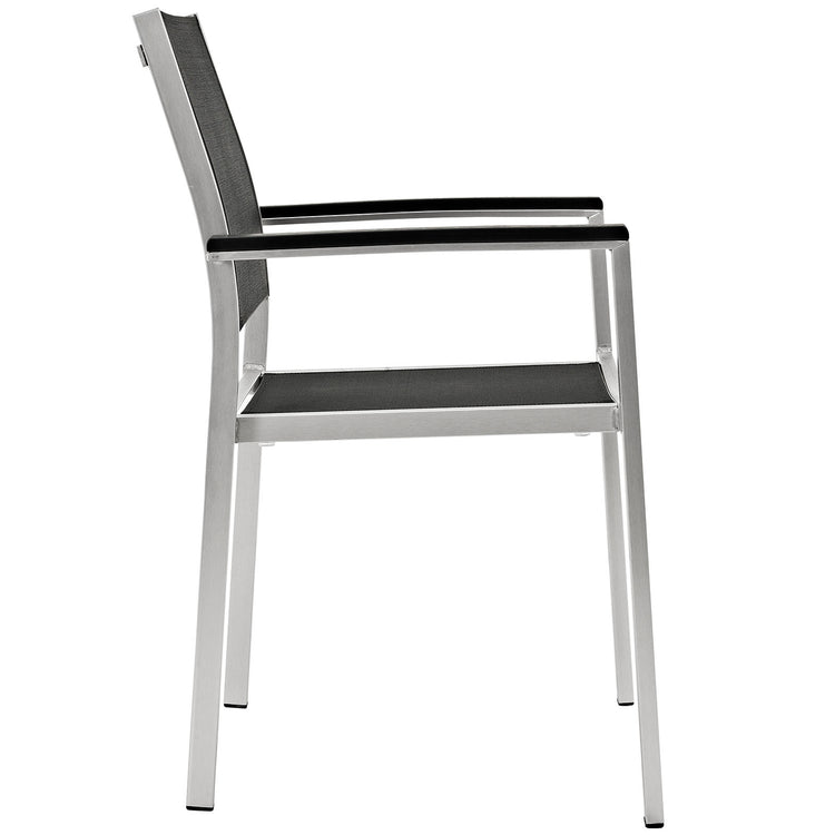 Shore Outdoor Patio Aluminum Dining Chair - Silver Black