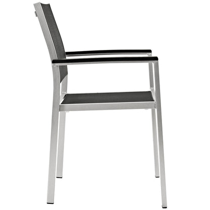 Shore Outdoor Patio Aluminum Dining Chair - Silver Black