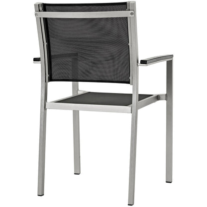 Shore Outdoor Patio Aluminum Dining Chair - Silver Black