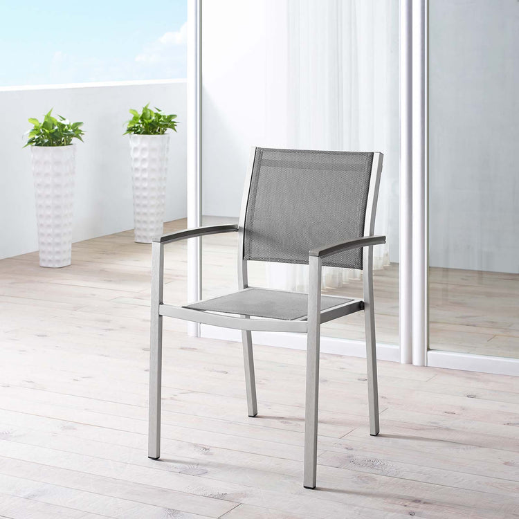 Shore Outdoor Patio Aluminum Dining Chair - Silver Gray