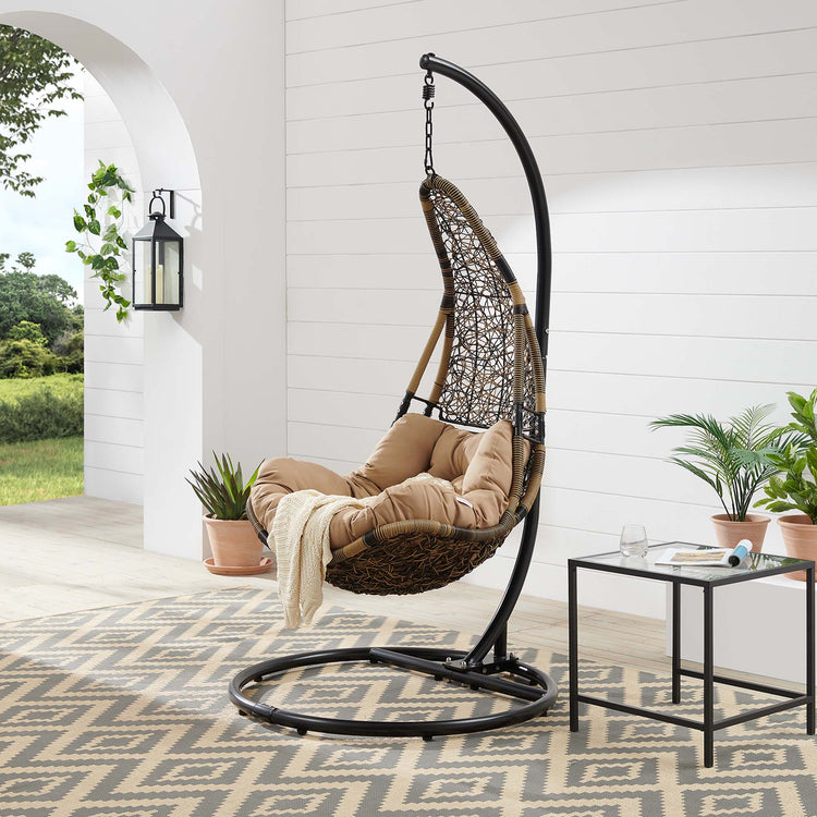 Abate Wicker Rattan Outdoor Patio Swing Chair - Black Mocha