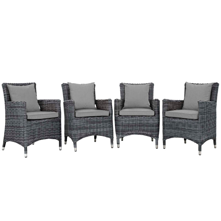 Summon 4 Piece Outdoor Patio Sunbrella® Dining Set - Canvas Gray