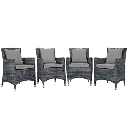 Summon 4 Piece Outdoor Patio Sunbrella® Dining Set - Canvas Gray