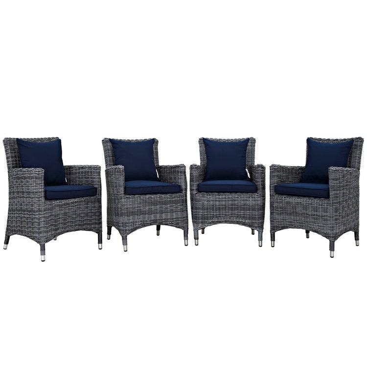 Summon 4 Piece Outdoor Patio Sunbrella® Dining Set - Canvas Navy
