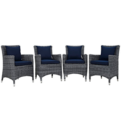 Summon 4 Piece Outdoor Patio Sunbrella® Dining Set - Canvas Navy