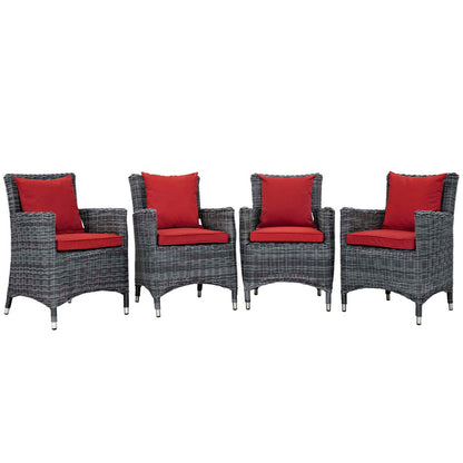 Summon 4 Piece Outdoor Patio Sunbrella® Dining Set - Canvas Red