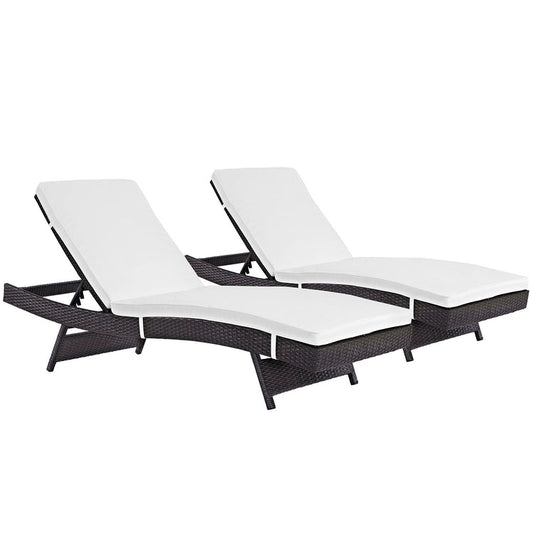 Convene Outdoor Patio Chaise Set of 2 - Espresso White