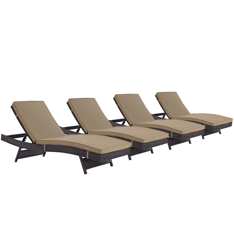 Convene Outdoor Patio Chaise Set of 4 - Espresso Mocha