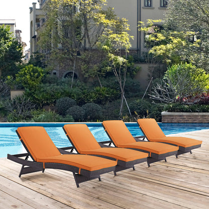 Convene Outdoor Patio Chaise Set of 4 - Espresso Orange