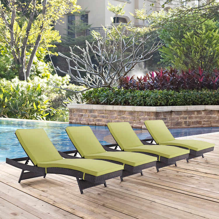 Convene Outdoor Patio Chaise Set of 4 - Espresso Peridot