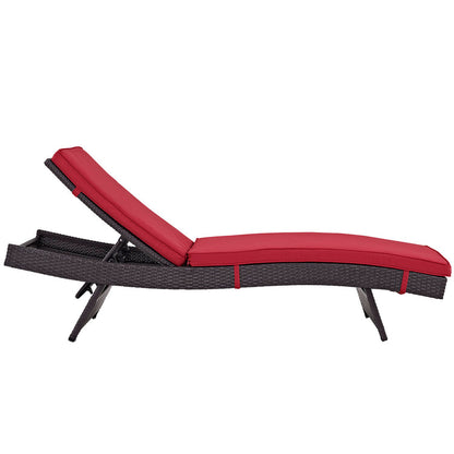 Convene Outdoor Patio Chaise Set of 4 - Espresso Red