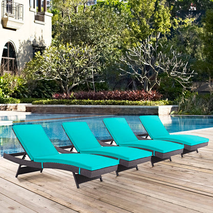 Convene Outdoor Patio Chaise Set of 4 - Espresso Turquoise