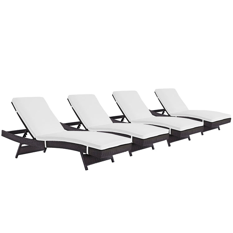 Convene Outdoor Patio Chaise Set of 4 - Espresso White