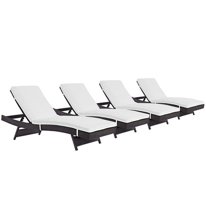 Convene Outdoor Patio Chaise Set of 4 - Espresso White