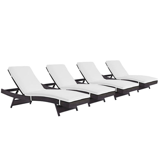 Convene Outdoor Patio Chaise Set of 4 - Espresso White