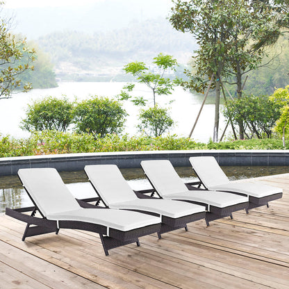 Convene Outdoor Patio Chaise Set of 4 - Espresso White