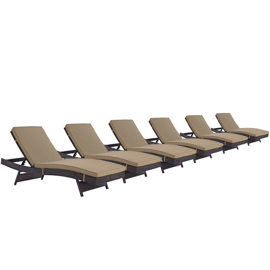 Convene Outdoor Patio Chaise Set of 6 - Espresso Mocha