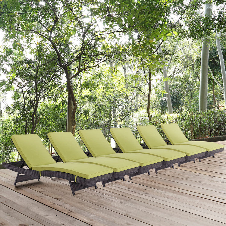 Convene Outdoor Patio Chaise Set of 6 - Espresso Peridot