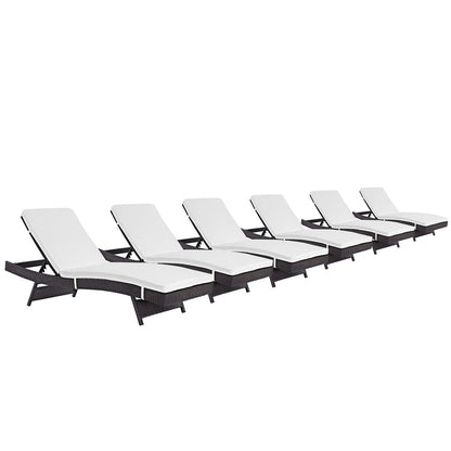 Convene Outdoor Patio Chaise Set of 6 - Espresso White