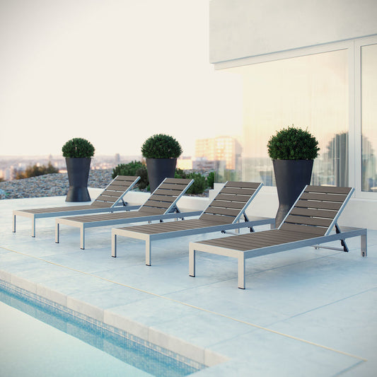Shore Outdoor Patio Aluminum Chaise Set of 4 - Default Title